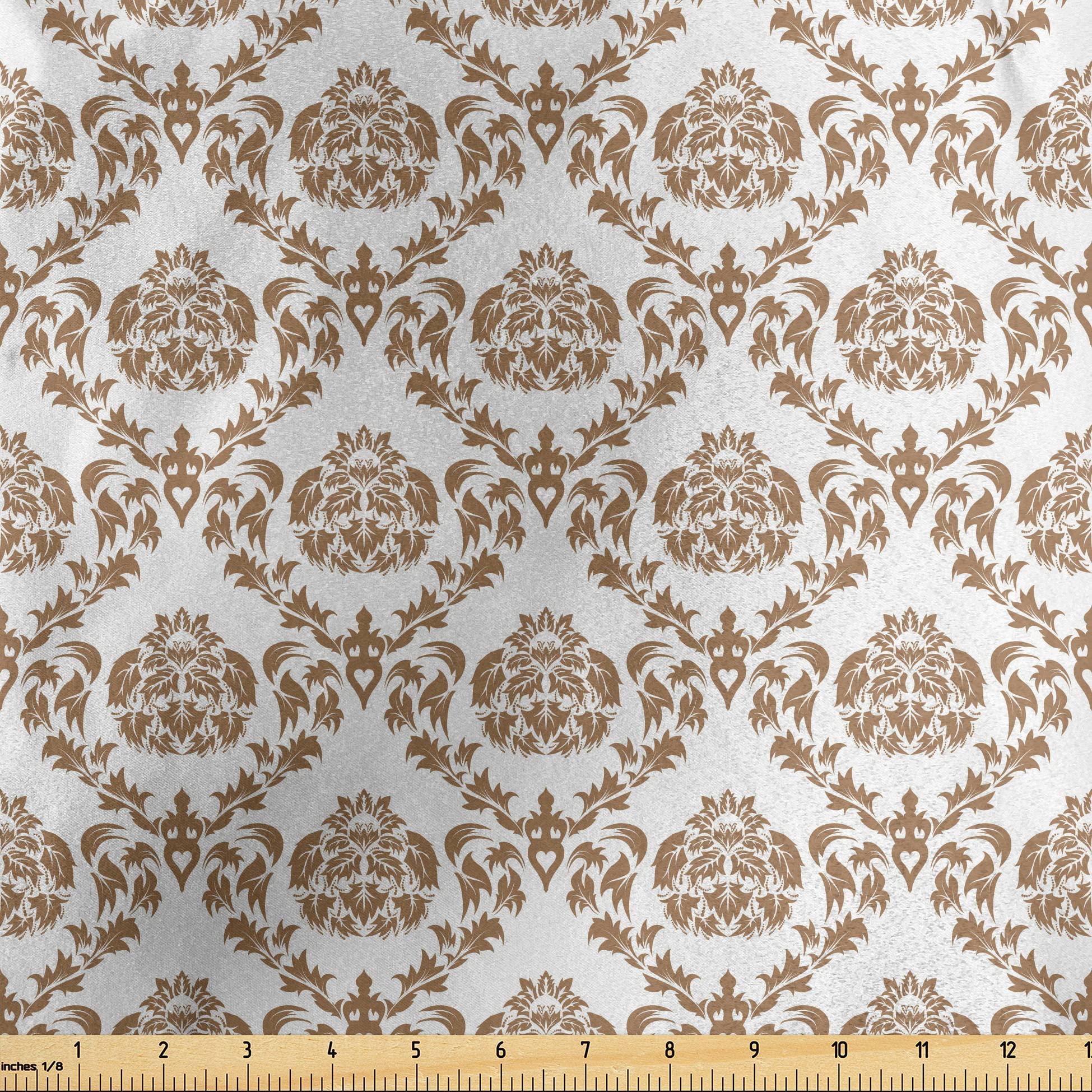 amazon-com-lunarable-damask-fabric-by-the-yard-damask-pattern-in-ornamental-design-and-antique-royal-style-inspired-print-decorative-satin-fabric-for-home-textiles-and-crafts-1-yard-brown-white-arts