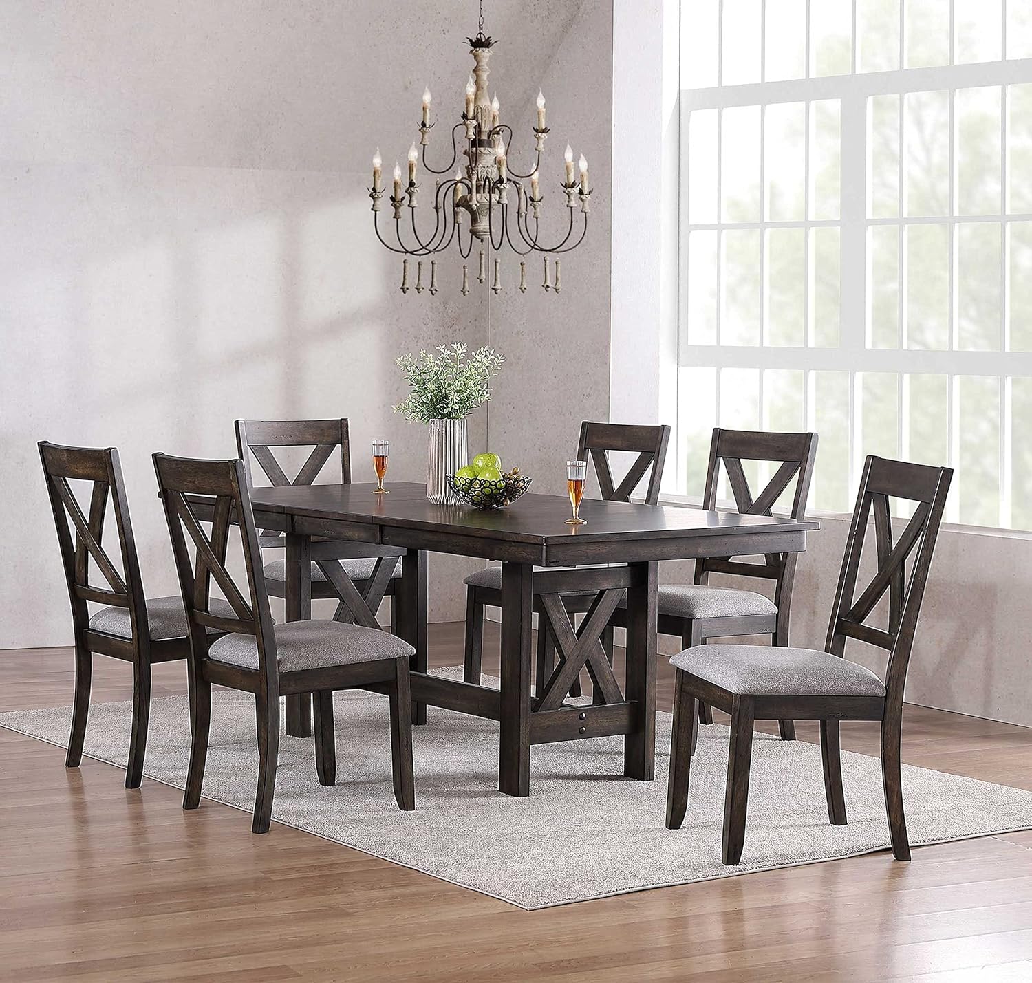 Kings Brand Furniture Lewiston 7Piece Brown Wood Dining
