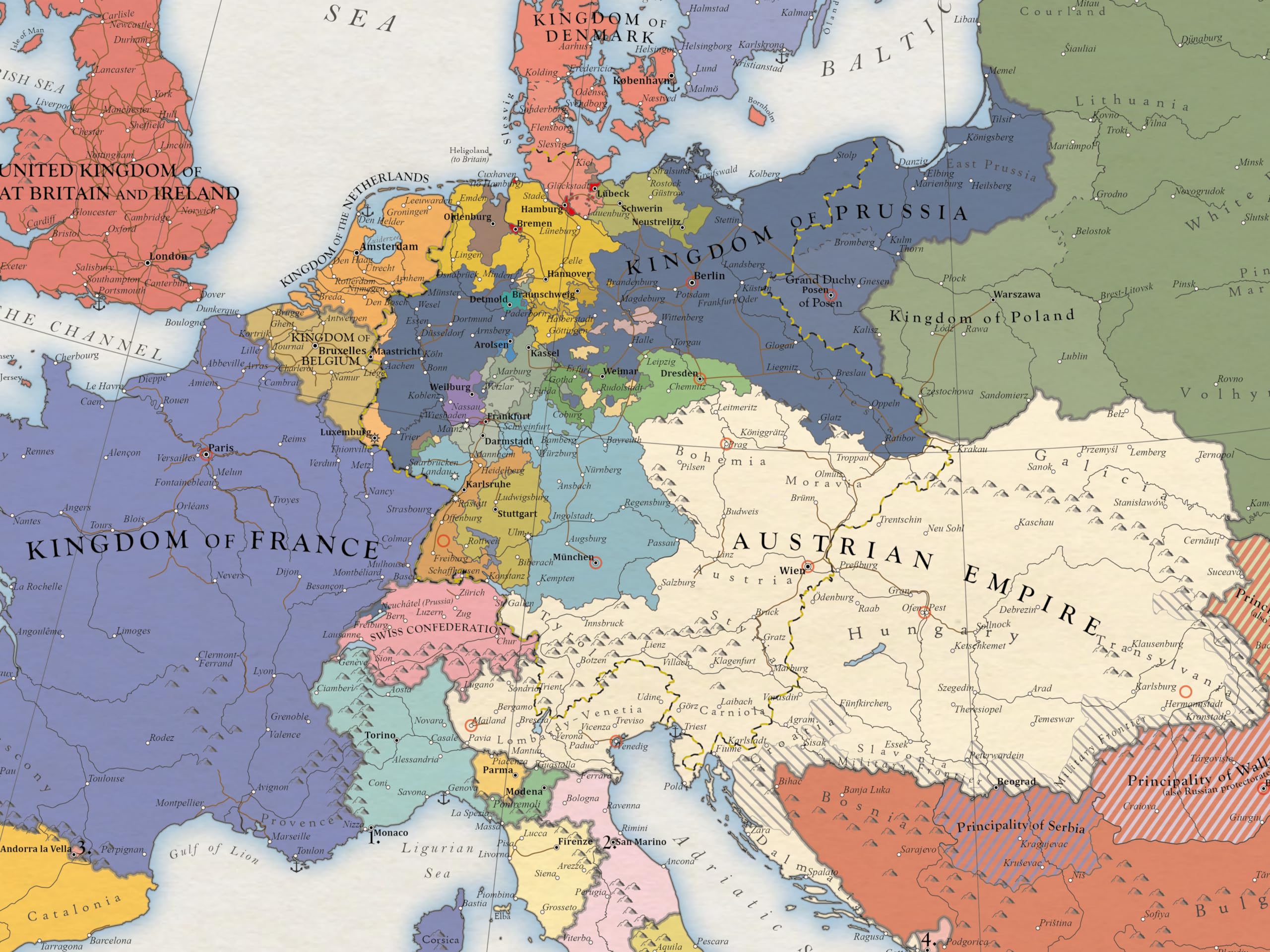 Europa 1848, Mapa Histórico (100x70cm)