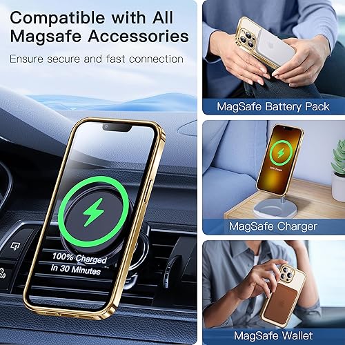 Miniatura 3 de Alphex Funda oficial de color para iPhone 13 Pro, parachoques brillante y parte trasera mate, fuerte magnético compatible con MagSafe, antihuellas,