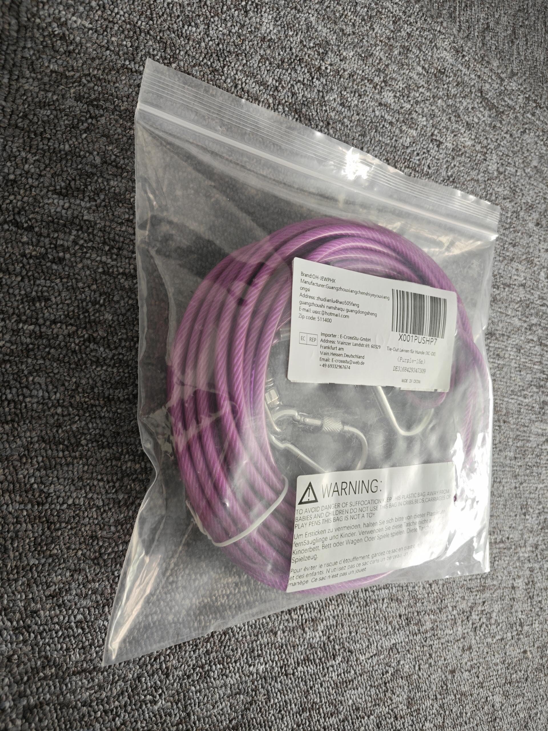Tie-Out Laisse pour Chien - 9 m Violet