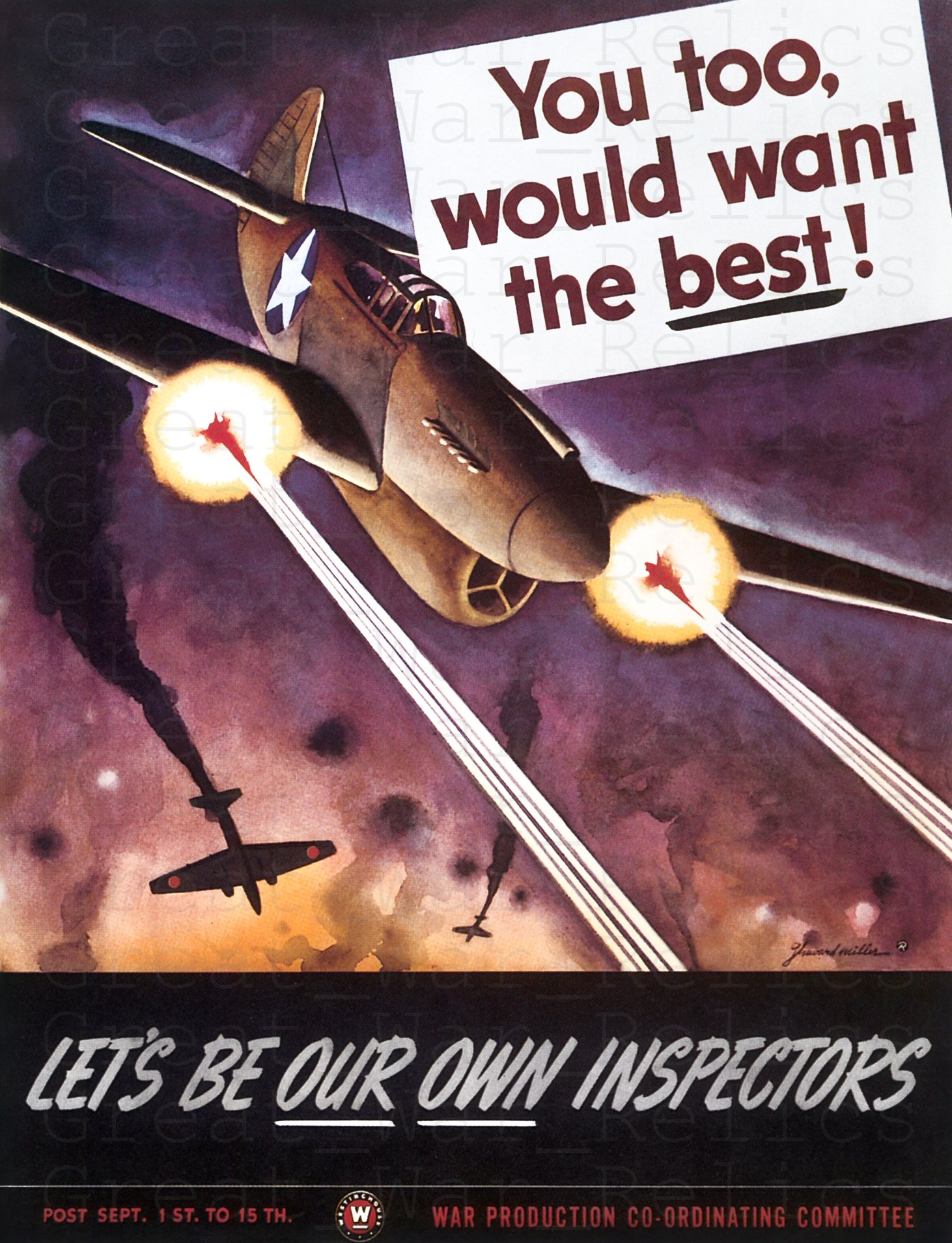 UpCrafts Studio Design WW2 Aviation Poster - You Too, Would Want The Best!- American WW2 Propaganda Poster - WWII Aviator Aircraft Airplane Bomber 11.7 x 16.5" Multi