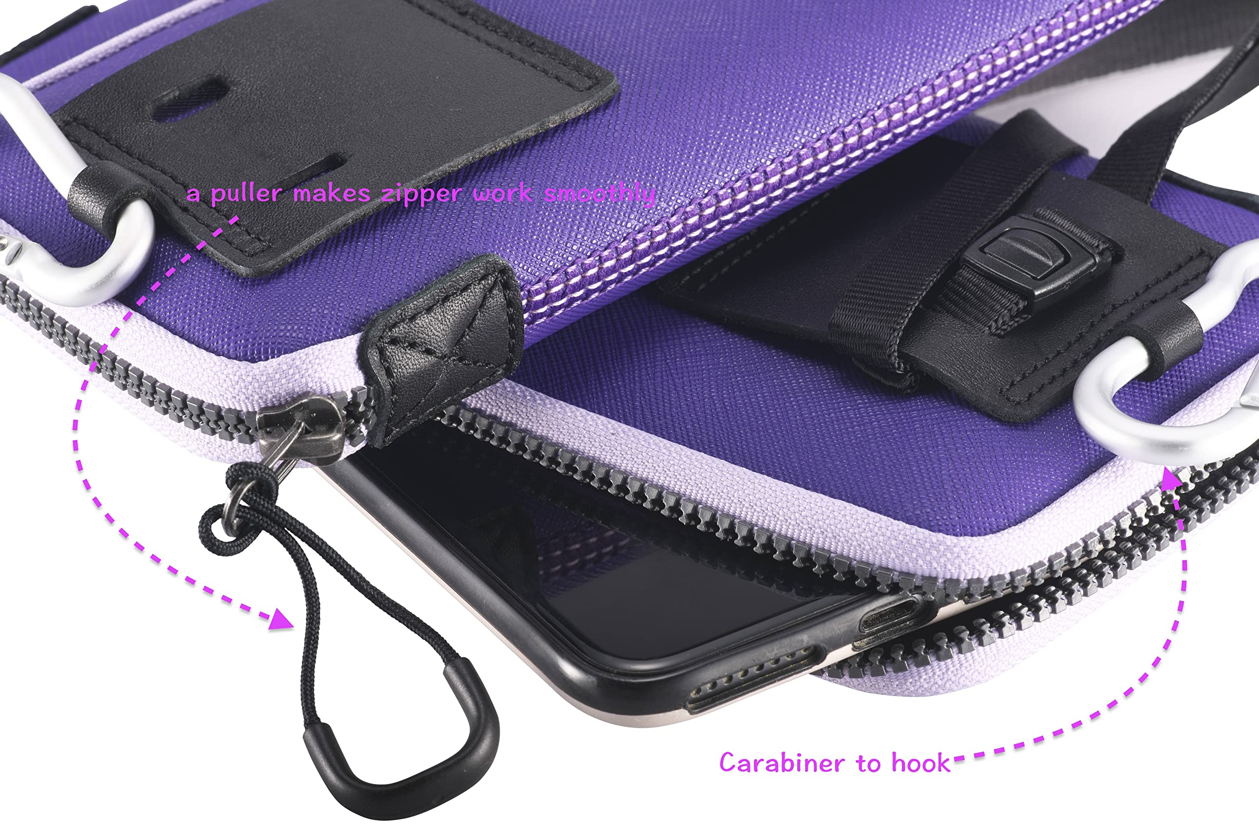 OneJoy Crossbody Phone Pouch with Clip on, Lightweight Neoprene Cell Phone Bag with Smooth Zipper, Inner Pocket & Strap - Image 4