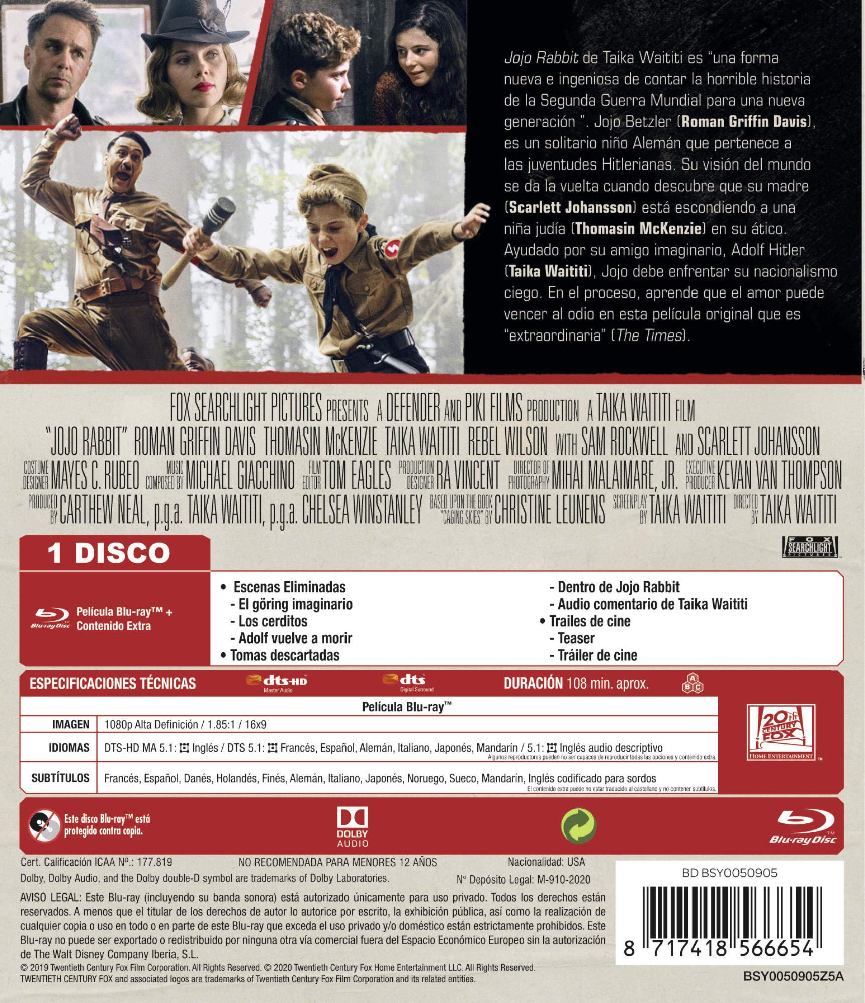 Jojo Rabbit [Blu-Ray] [Region Free] (Audio italiano. Sottotitoli in italiano)
