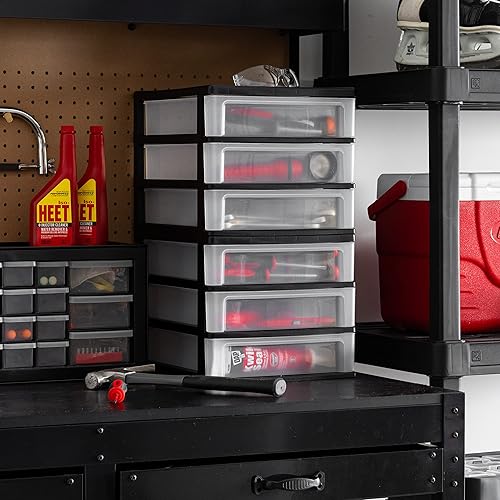 Vista 2 de IRIS USA Organizador de almacenamiento de plástico apilable para escritorio de 3 cajones, paquete de 2, para maquillaje, esmalte de uñas, baño