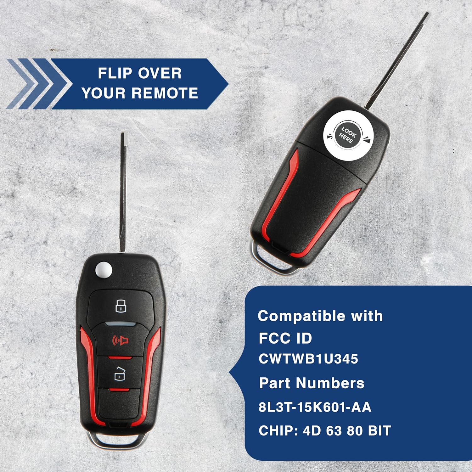 2X KeylessOption Key Fob for 1998 1999 2000 2001 2002 2003 2004 2005 2006 2007 2008 2009 2010 2011 2012 2013 2014 2015 2016 Ford Mazda Mercury Remote, 3-Button CWTWB1U345, Programming Guide Included