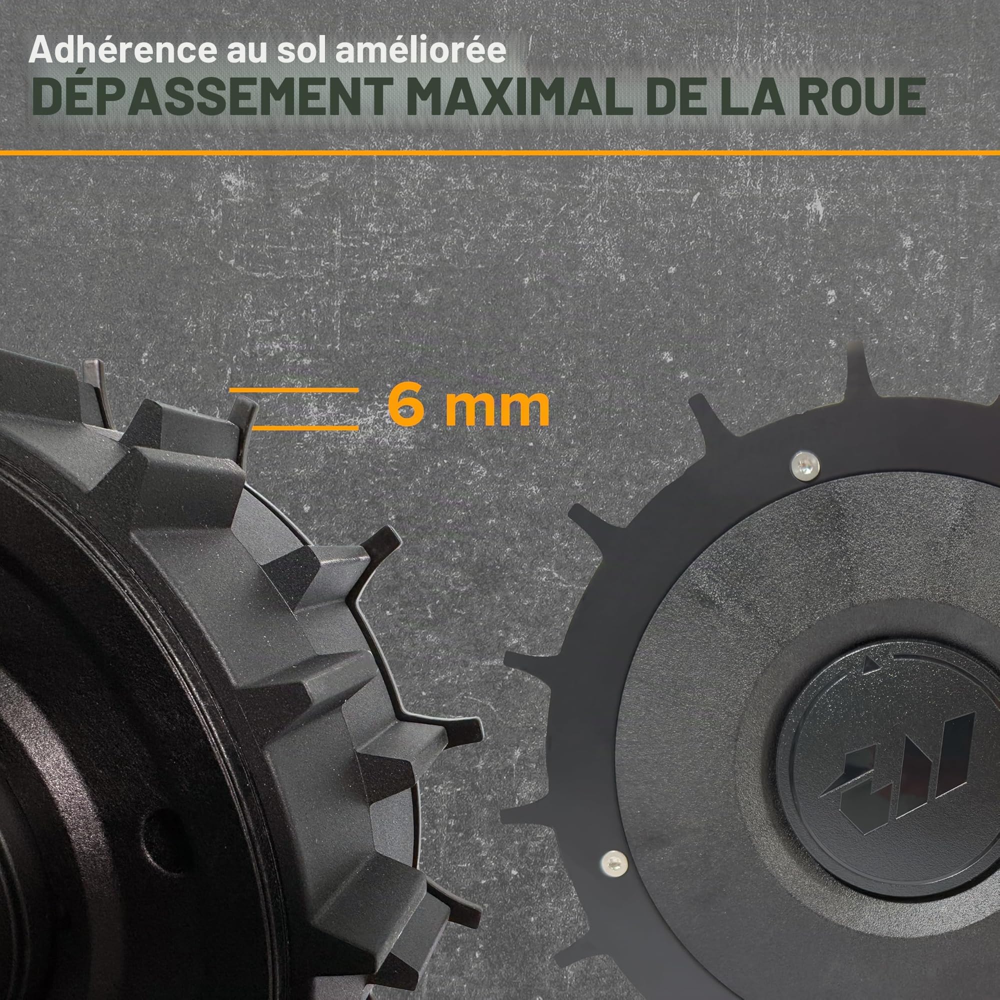 Spikes pour Mammotion Yuka 1000/1500/2000/3000 - Acier inoxydable anodisé noir - Vis encastrées - Protection antidérapante pour robot tondeuse - 8 vis et disques d'espacement - Aide à la
