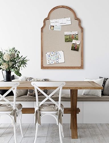 Miniatura 2 de Kate and Laurel Hogan Farmhouse - Tablón de anuncios decorativo con marco de tela de arco, 24 x 36 pulgadas, rústico natural, tablón de anuncios