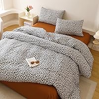 Vista 147 de Luxlovery - Juego de edredón azul neblina, tamaño matrimonial, minimalista, azul polvoriento, edredones de algodón suaves y transpirables, azul