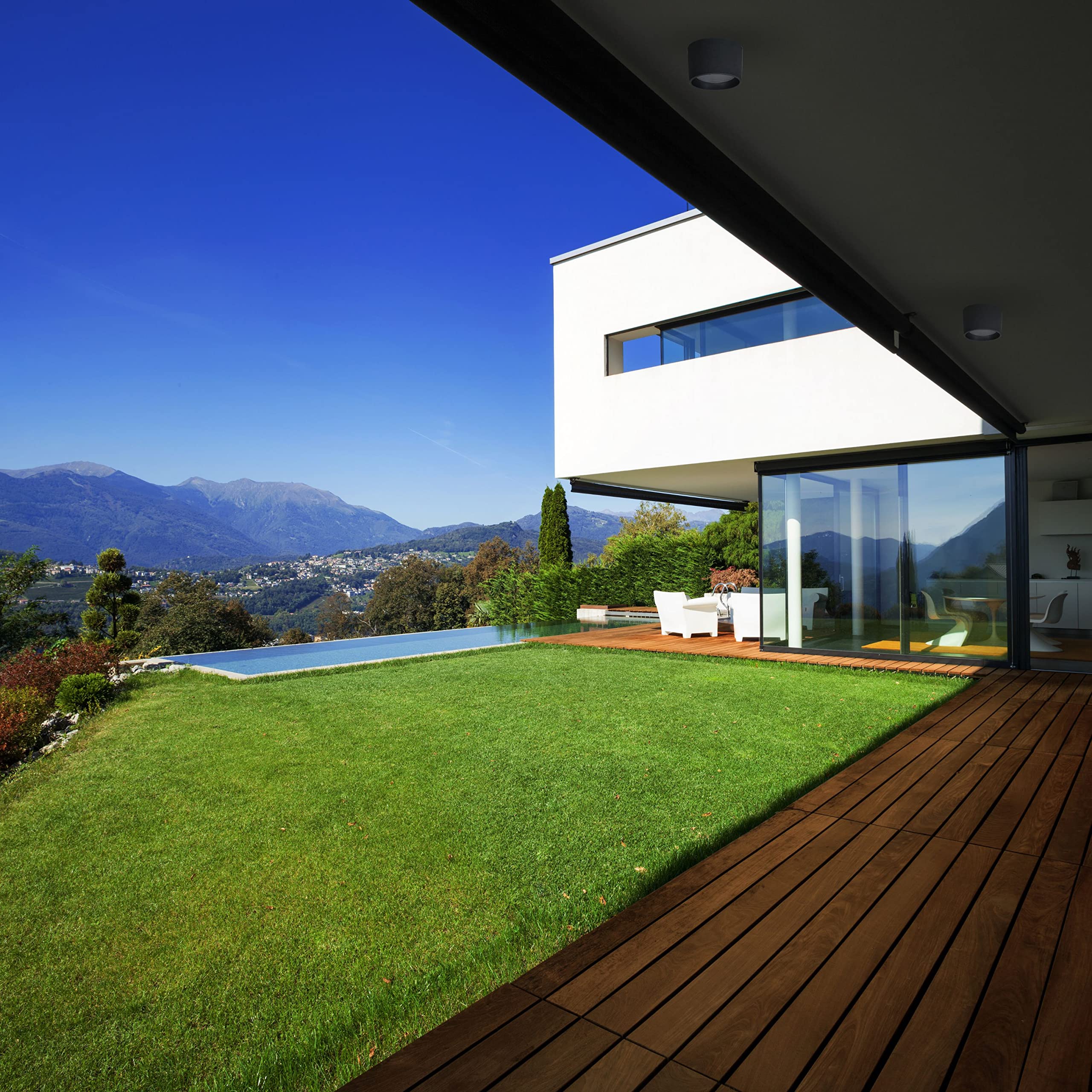DOPO LIGHTING - Plafón de superficie techo MIST negro GX53 led exterior IP55. Plafón redondo de techo ideal para terrazas, porches, cubiertas de residencias u hoteles.