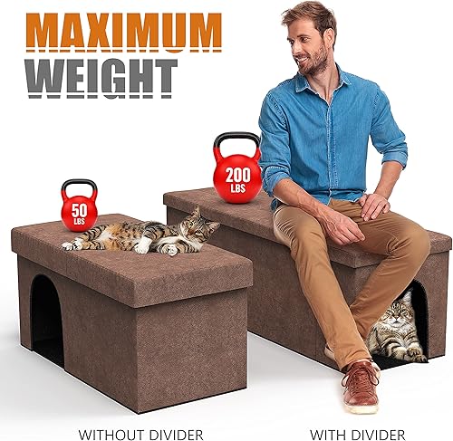 Miniatura 7 de Caja de arena oculta para gatos y caja de arena  Reposapiés oculto para gatos, caja de arena moderna para gatos para todos los tamaños de gatos,