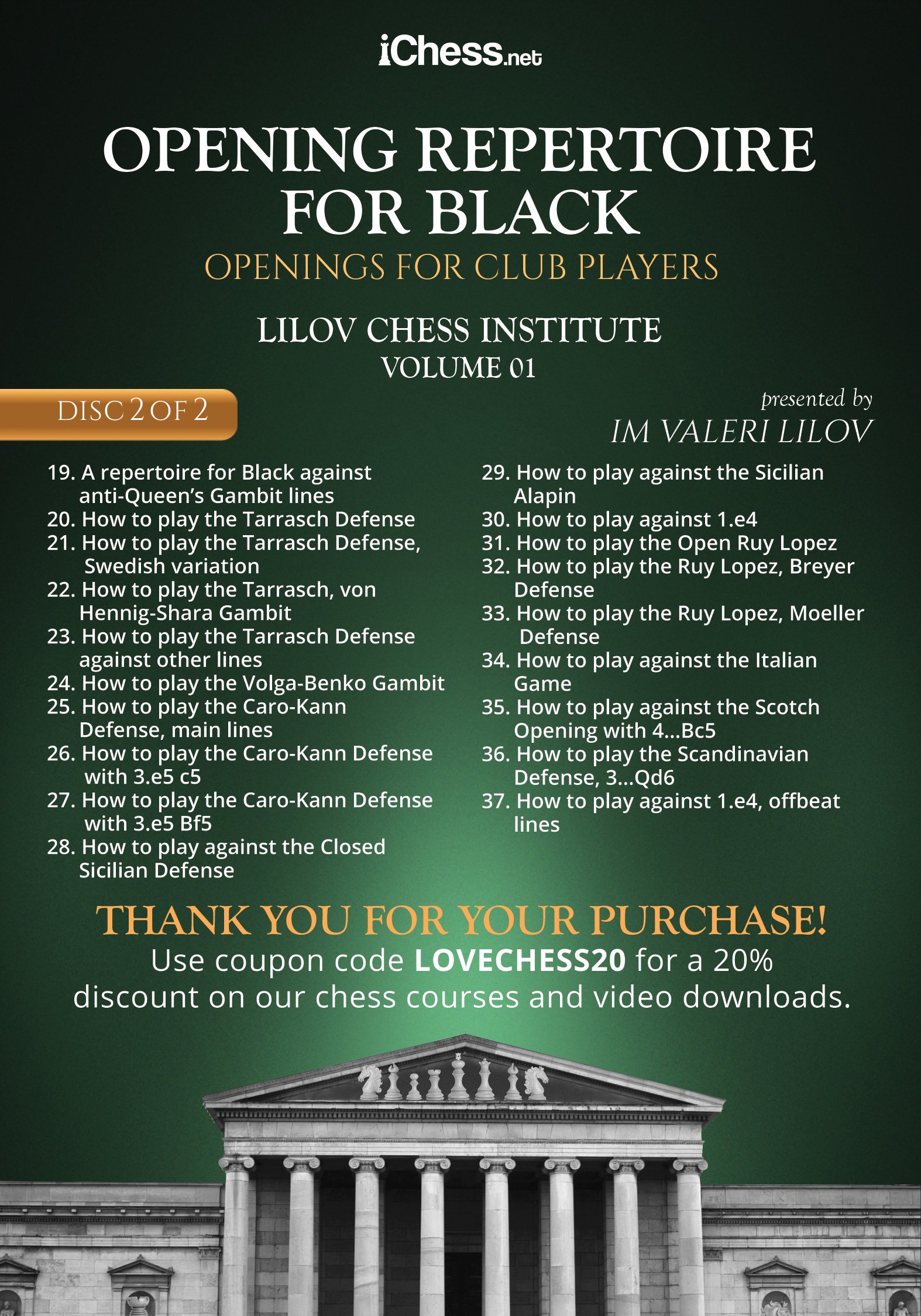 Lilov Chess Institute - #1 - Openings for Club Players - 4 DVDs - IM Valeri Lilov - Over 18 Hours of Content!