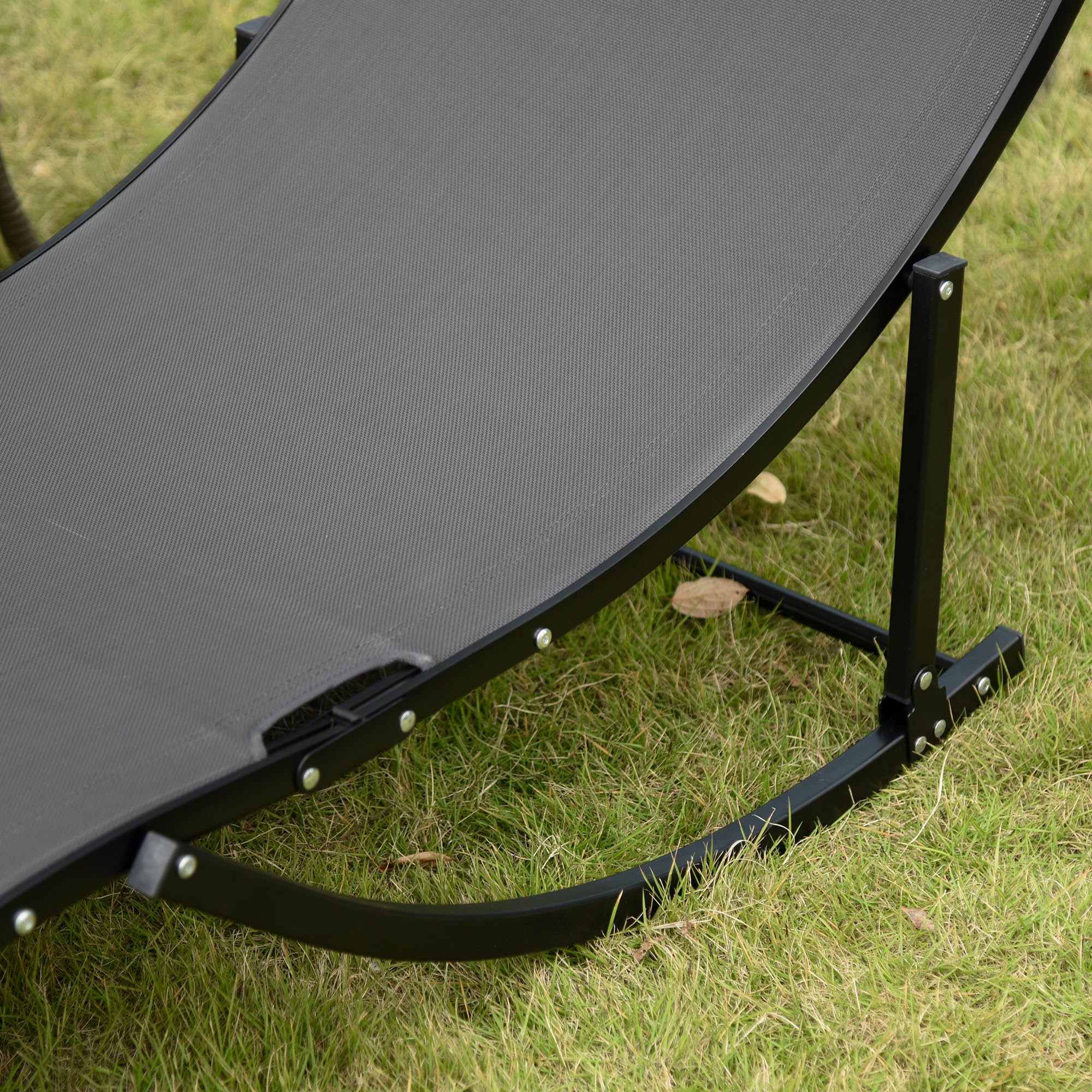Outsunny Sonnenliege Gartenliegen 2er Set 165 x 61 x 63 cm Dunkelgrau