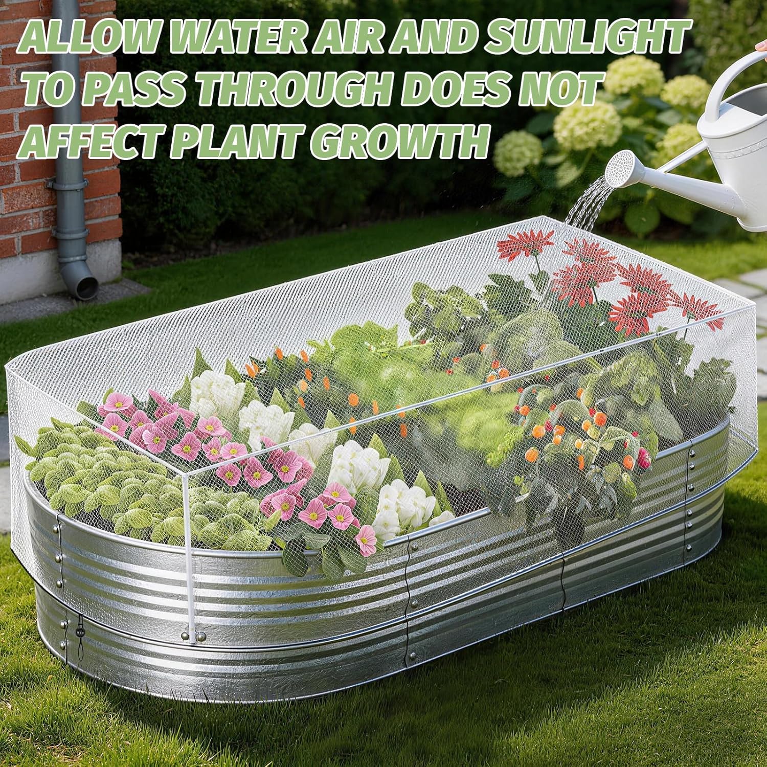 4 Packs Garden Netting for Raised Beds, 4x2 FT Raised Bed Plant Covers, Plant Netting with Drawstring for Protecting Vegetables Fruits Flowers Raised Beds