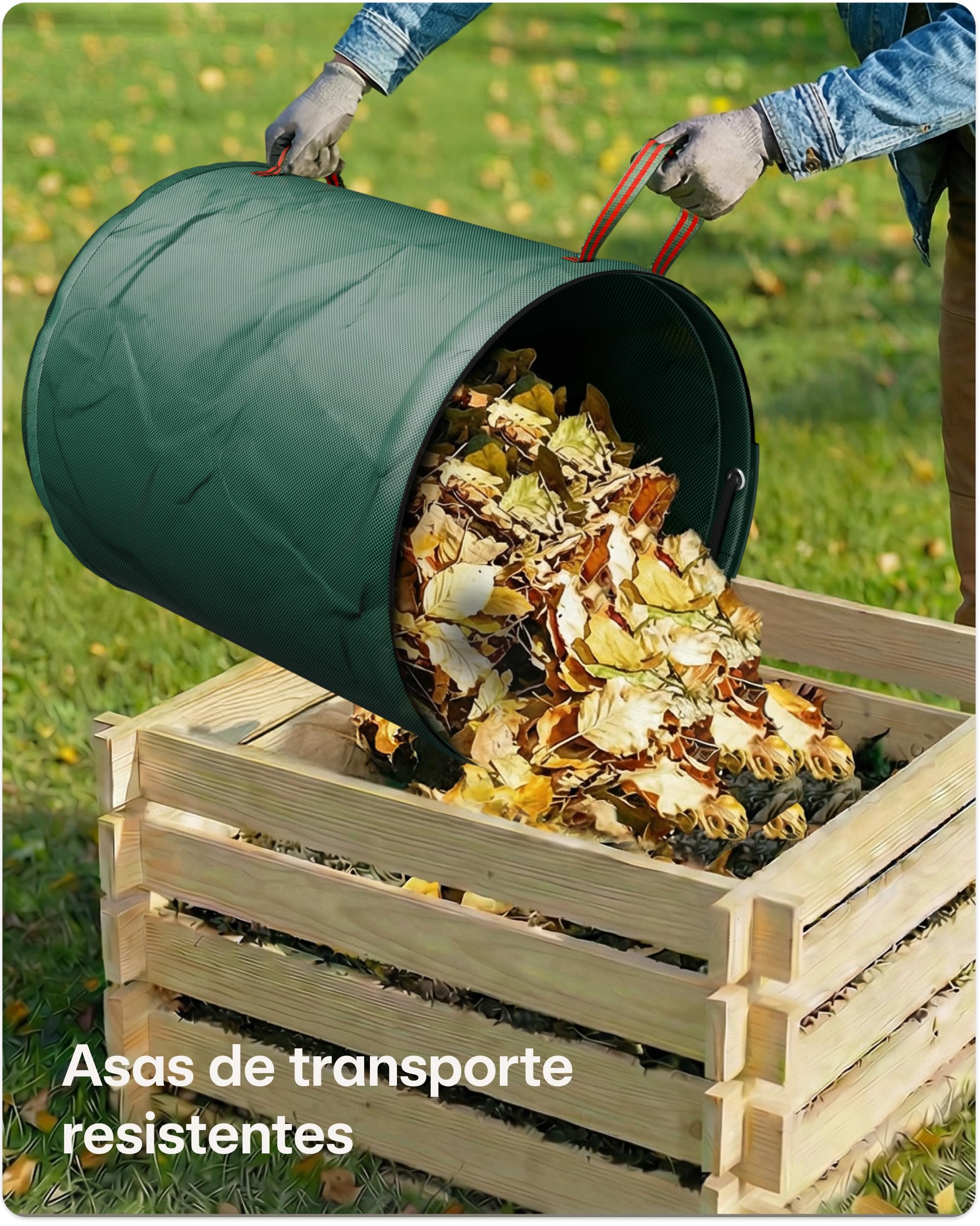 Praknu 3 Bolsa Jardin 300 L - Bolsa Basura Jardin Con 4 Asas Resistentes - Estable - Plegable - Reutilizable - Robusto Polipropileno