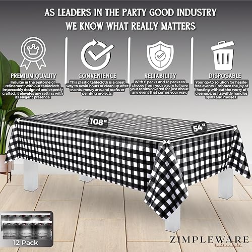 Miniatura 3 de Zimpleware - Mantel redondo de plástico para fiestas de 213cm (84pulgadas) de diámetro (paquete de 1, 6 y 12 unidades)