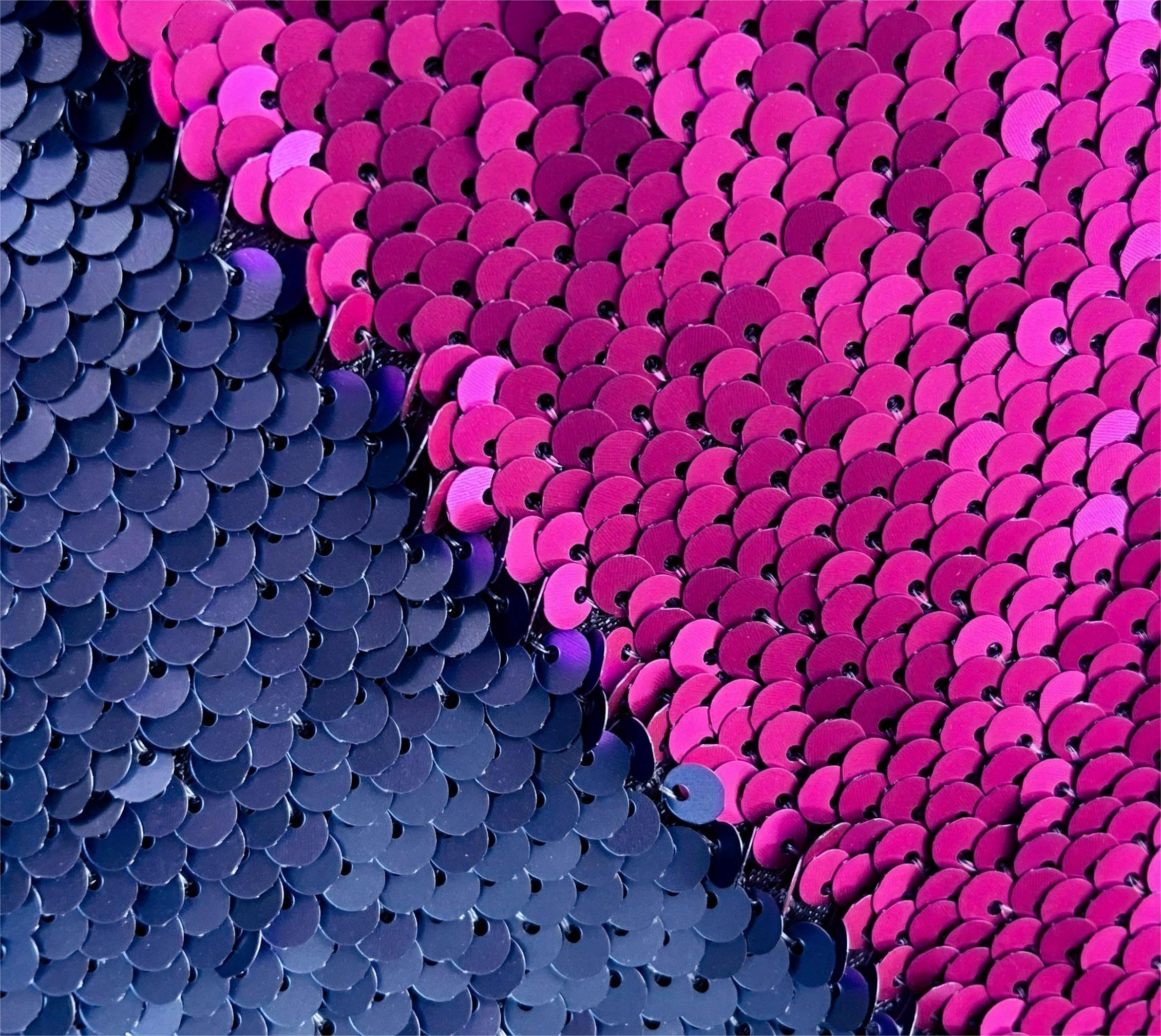Sensory Wall Sequin Flip Fabric for Kids,0.2" Large Sequins Sensory Graffiti Fabric,Tactile Stimulation,Reversible Mermaid Fabric by the Yard (2yards(72"*49"), hot pink + blue gray) — image 1