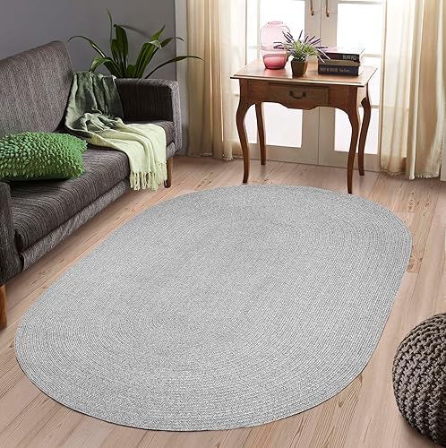 Miniatura 6 de SUPERIOR Alfombra trenzada reversible para interiores y exteriores, 3 pies x 5 pies, color pizarra