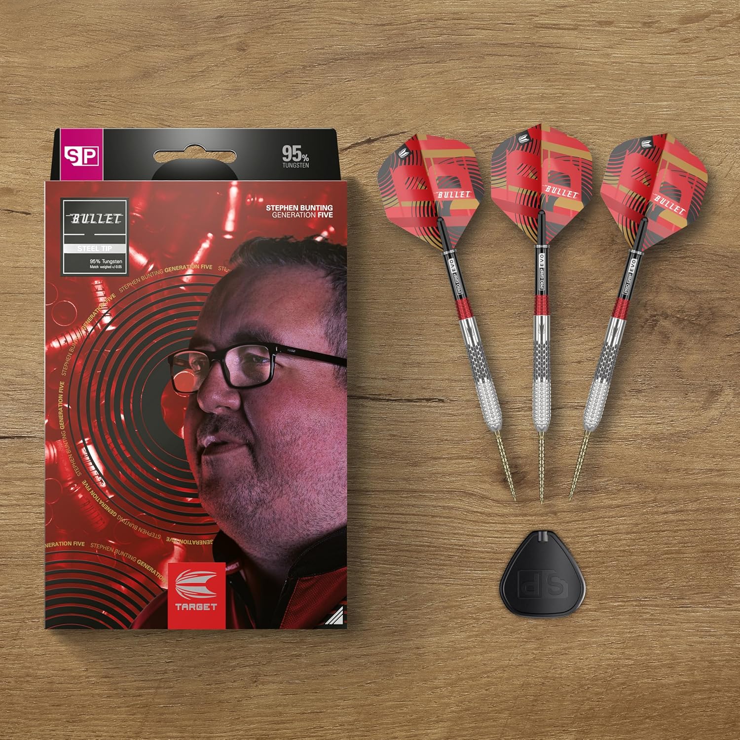 TARGET Darts Stephen Bunting G5 95% Tungsten Dart Set, Steel Tip Swiss Point Darts | Player Edition Darts with Swiss Points, 18G/22G/23G/25G Professional Darts Set, Swiss Point Tool Included