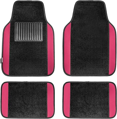 Miniatura 10 de TLH Tapetes para piso de automóvil, tapetes para piso de alfombra con ribete de colores para autos, juego completo de tapetes azules para piso