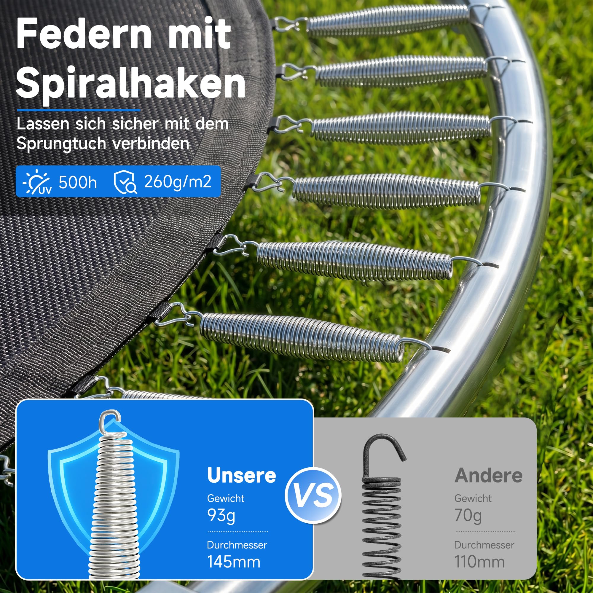 Netrum Trampolin Outdoor Ø228/305/366 cm, mit Sicherheitsnetz & Leiter, Schutzplane & Gepolsterten Netzstangen 150kg Belastbarkeit, Oval Outdoor Trampoline für Kinder & Erwachsene