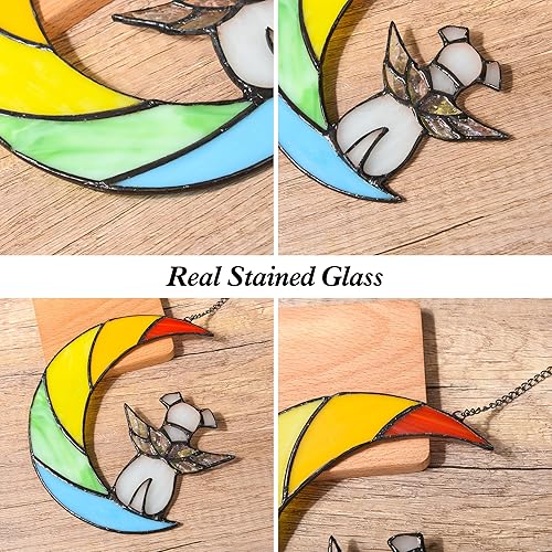 Miniatura 4 de Zedesey Regalos conmemorativos para perros con vidrieras de arcoíris para la pérdida de la ventana del perro, atrapasoles para mascotas, regalos