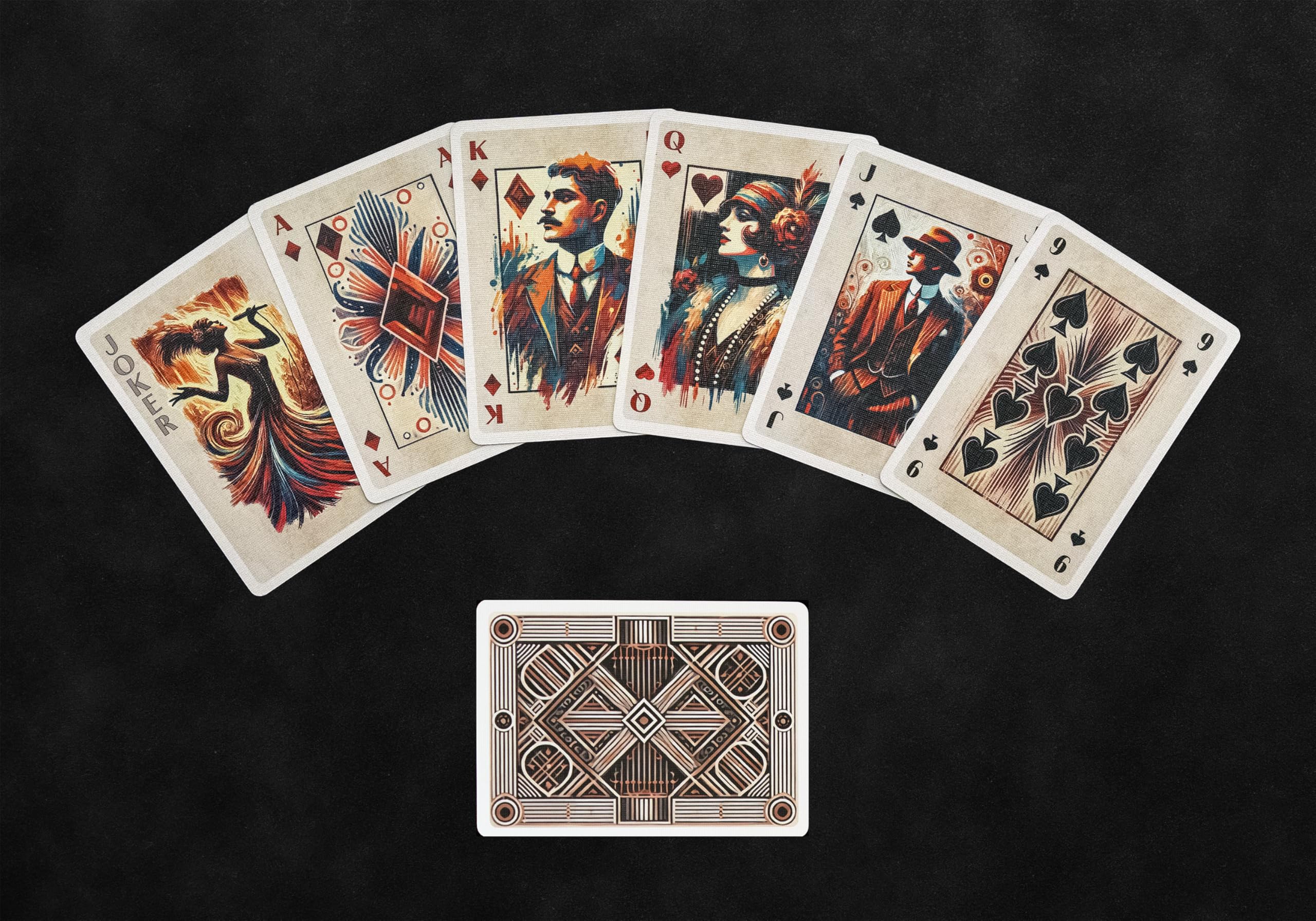 Berlin Hold’Em Spielkarten - 20s Design - Dunkel - 56 Karten Poker Size 63 x 88 mm, Pokerkarten Kartendeck für Poker, Skat & Rommé - 4