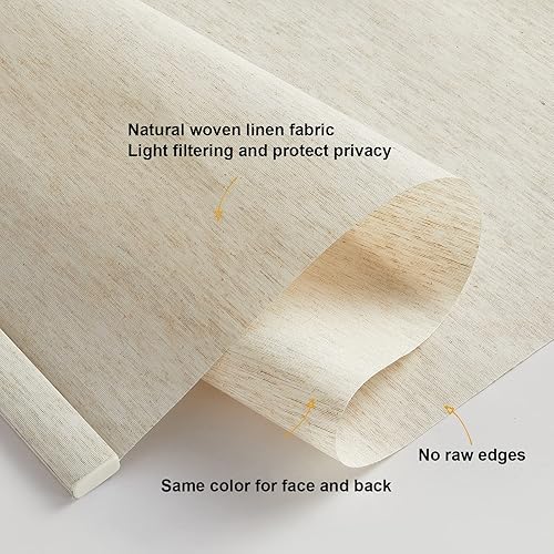 Miniatura 4 de Persilux - Persianas sin cordón con parada libre para ventanas del hogar, persianas enrollables de tela de lino natural tejida con filtración de luz