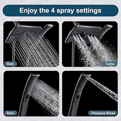 Miniatura 27 de BRIGHT SHOWERS Cabezal de ducha de alta presión con mano, cabezal de ducha doble de bronce aceitado con rociador de lluvia, ducha de mano Bronce