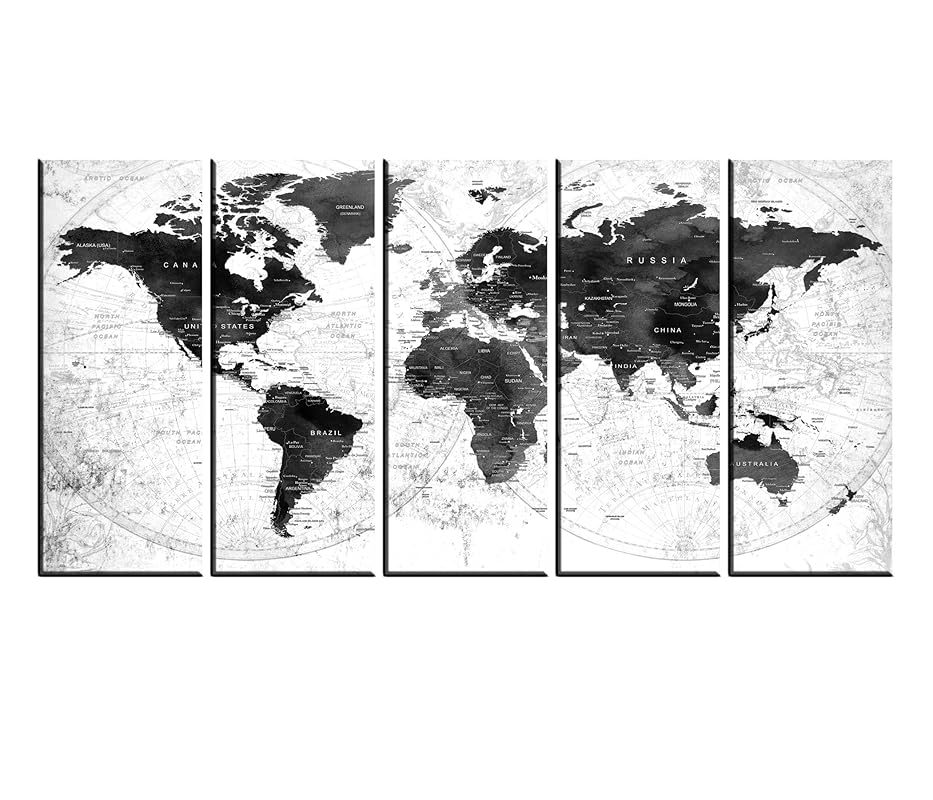 Large Black And White World Map, Push Pin World Map Wall