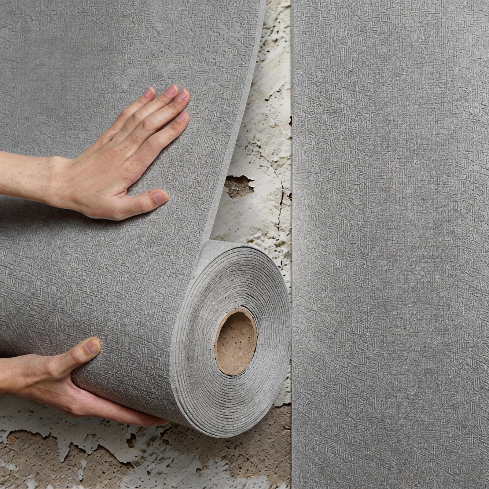Bvcl Gray Self Adhesive Thermal Wallpaper, 5Mm Thick Textured Peel And Stick, Waterproof Damp Proof, Thermal Insulating Wall Covering For Bad Cold Walls(,50Cmx40m)
