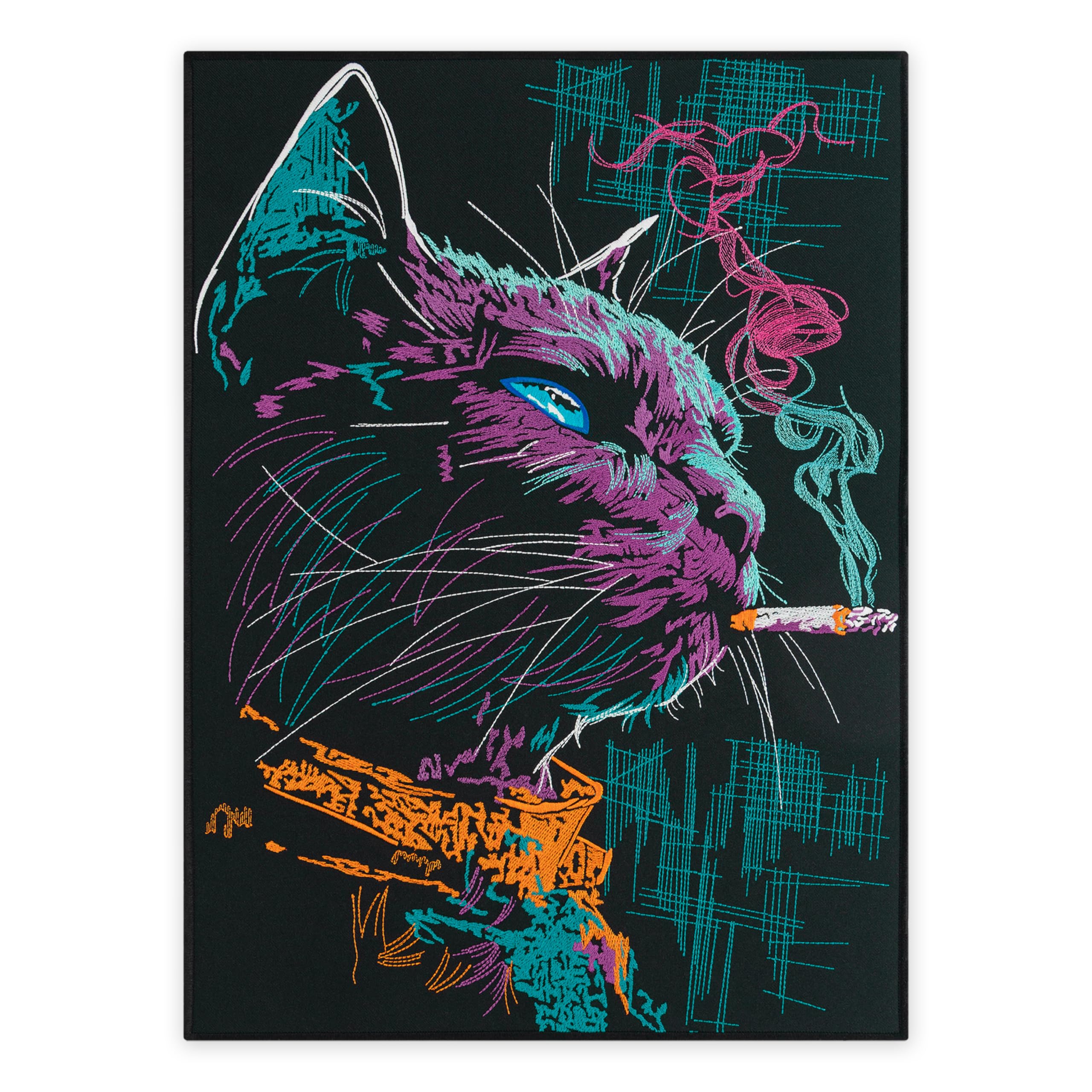 Patch brodé chat fumeur thermocollant EMBROVERSE S 18x25cm pour veste en jean