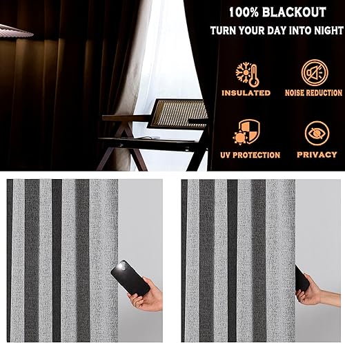 Miniatura 4 de Cortinas opacas plisadas, diseño de pestaña trasera con 9 ganchos para dormitorio, guardería, cortinas texturizadas de lino con aislamiento térmico