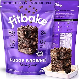 FitBake Keto Low Carb Fudge Brownie Baking Mix | 1g Net Carbs Per Serving | No Added Sugar | Zero Sugar & Gluten Free Desserts, Naturally Sweetened Keto Snack 9.5oz