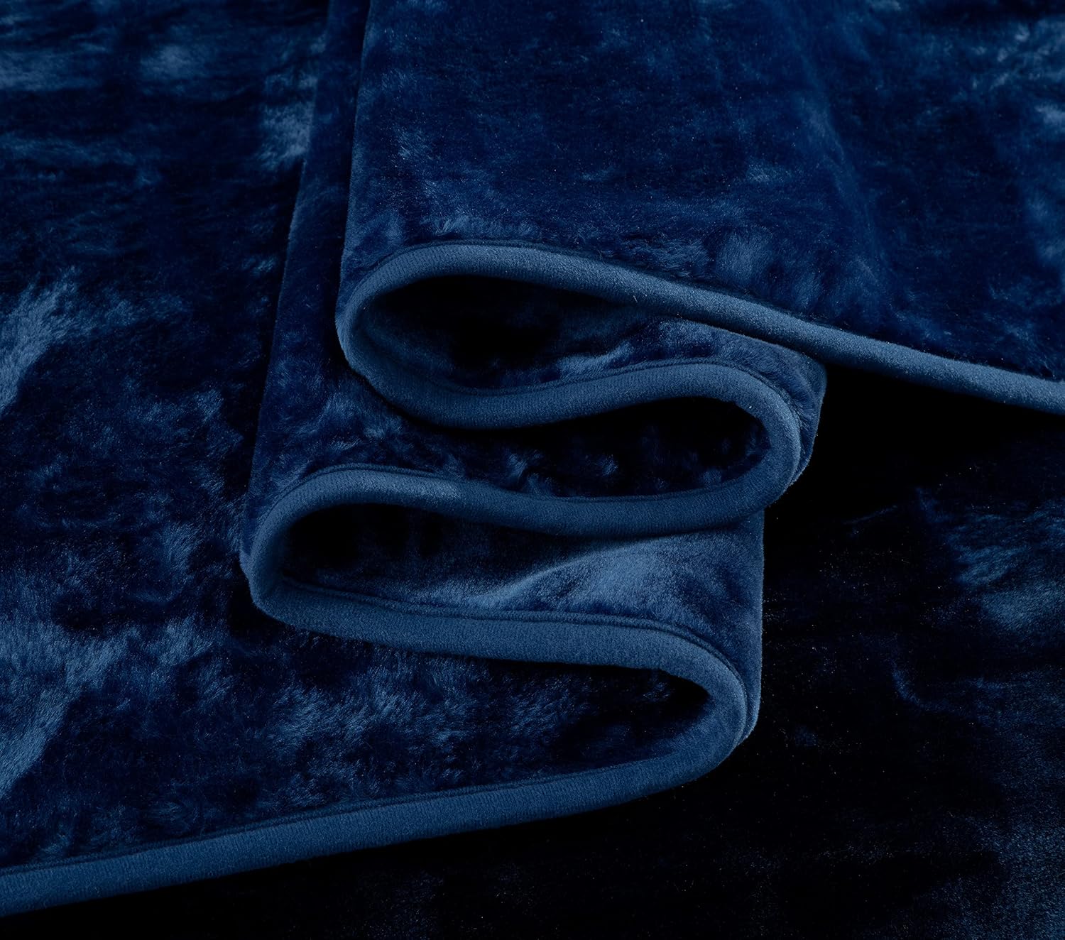 Chezmoi Collection Heavy Single Ply 9 Lbs Korean Style Faux Mink Blanket, 750GSM Thick Silky Soft Plush Raschel Mink Blanket, 85" x 95" King, Solid Navy - Image 7