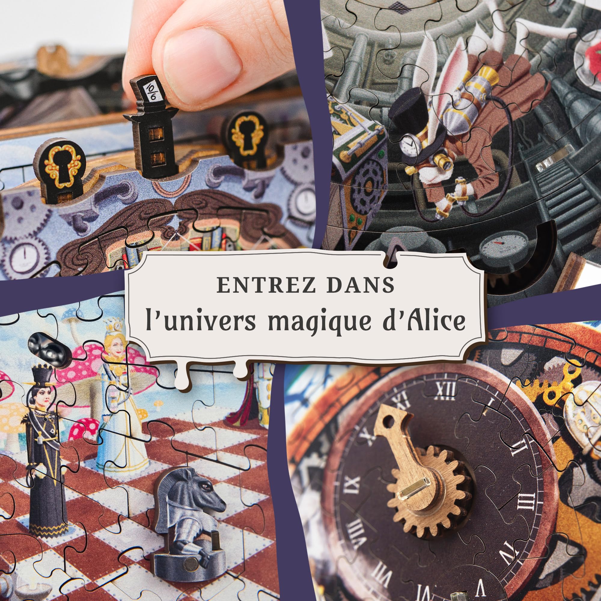 iDventure Wonderbox of Alice | Escape Room Jeu avec puzzle | Jeu familial aventure Alice au pays des merveilles | Puzzle en bois 3D | Boîte cadeau | Coffre au trésor | Boîte à puzzles pour adultes et