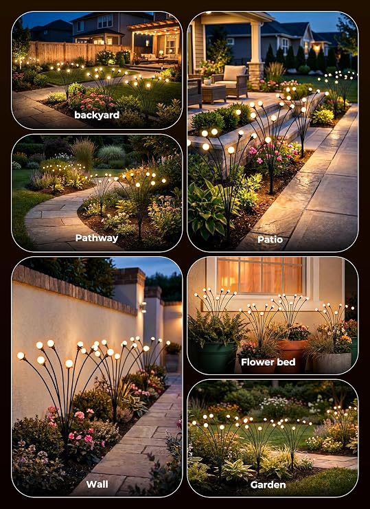 Brightown Solar Lights Outdoor,4Pack 32LED Solar Garden Lights Warm White