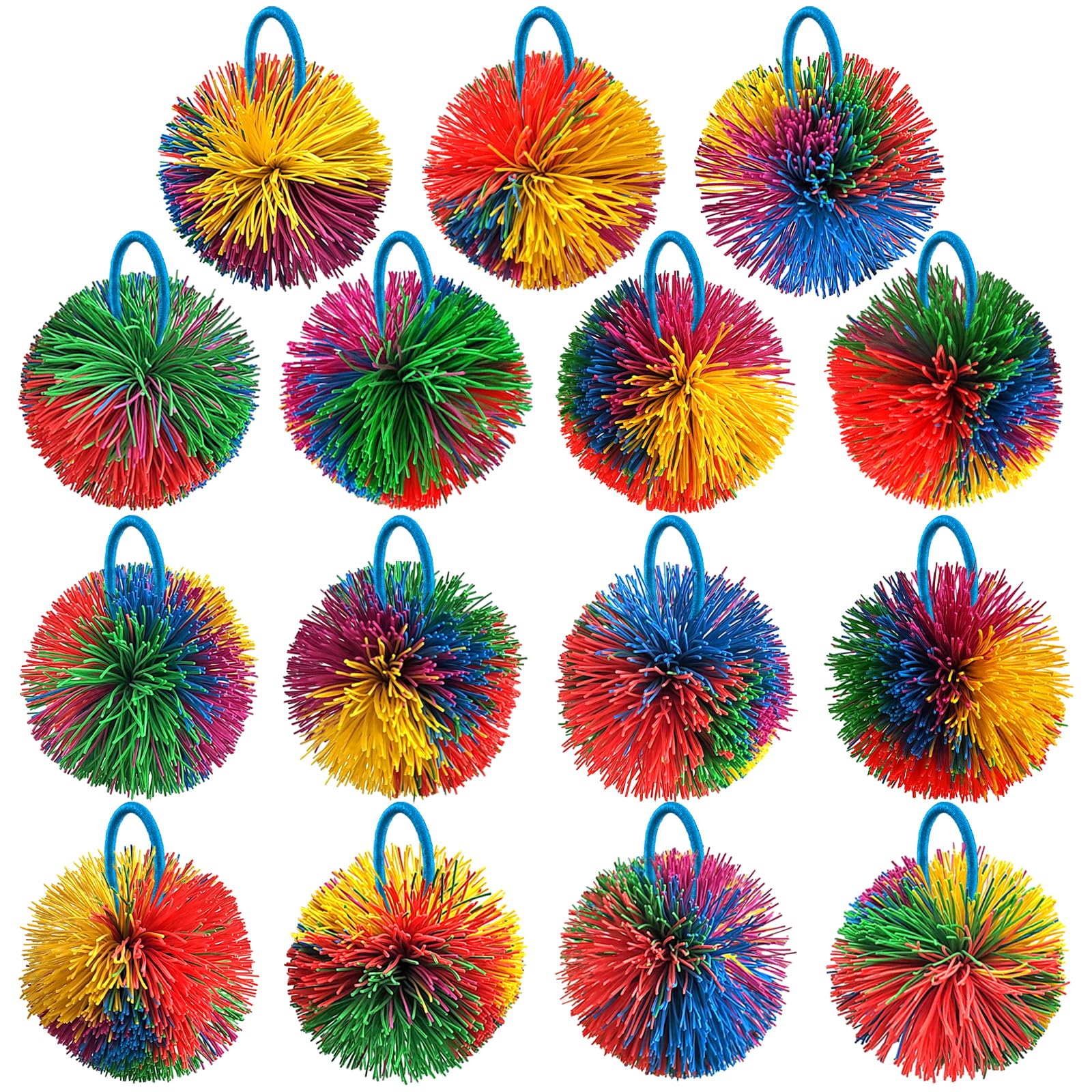 15 Packs Silicone Monkey Stringy Balls with Hoop Rainbow Sensory Fidget Stringy Balls Soft Stress and Anxiety Relief Balls Birthday Gifts Party Favors Balls