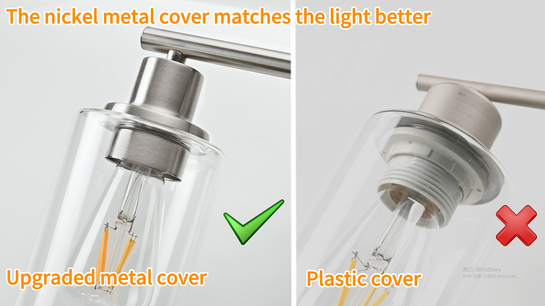 Image of Zarbitta 3-Light Bathroom Light Fixtures, Brushed Nickel Vanity Light, Farmhouse Wall Lights with Clear Glass Shade, Bathroom Wall Lamp for Mirror Kitchen Bedroom Hallway Living Room Hallway Cabinet
