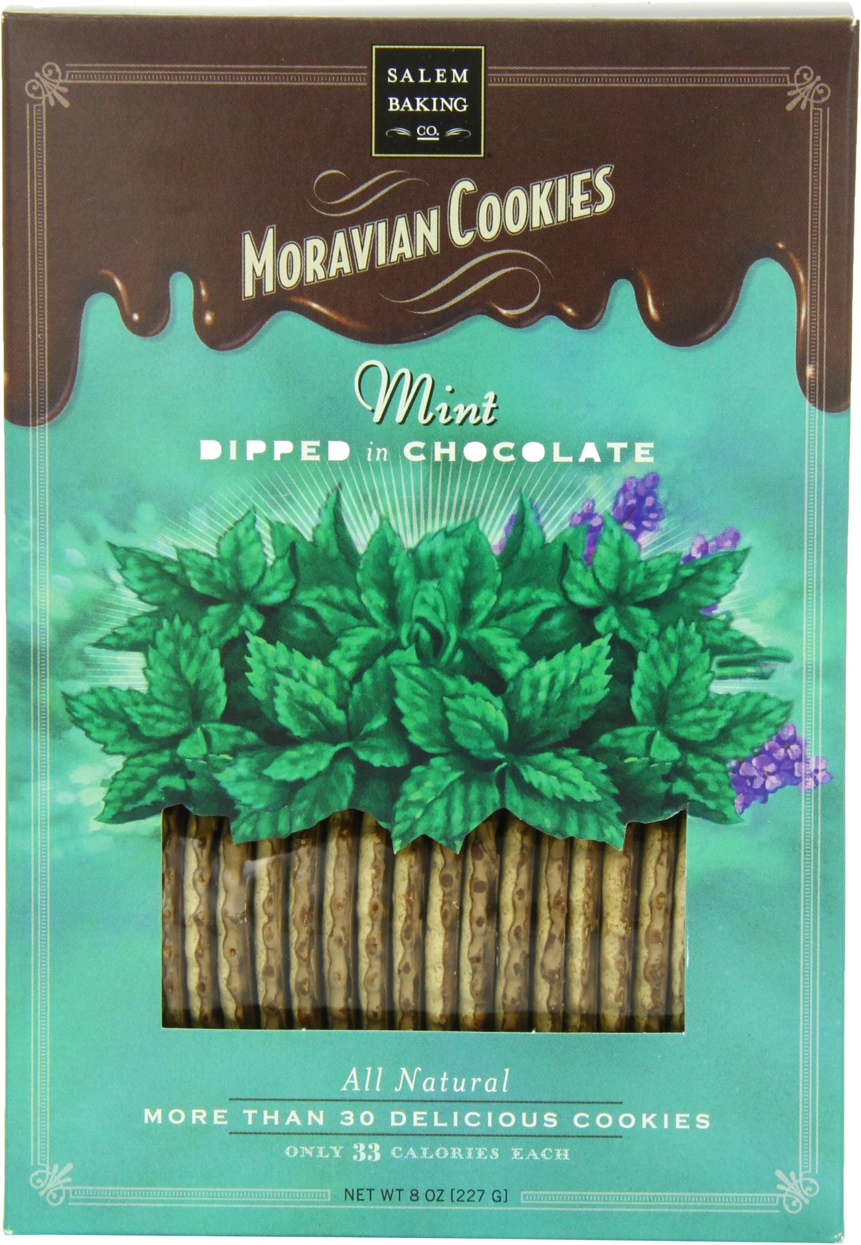 Salem Baking Chocolate Dipped Moravian Cookies, Mint, 8 Ounce