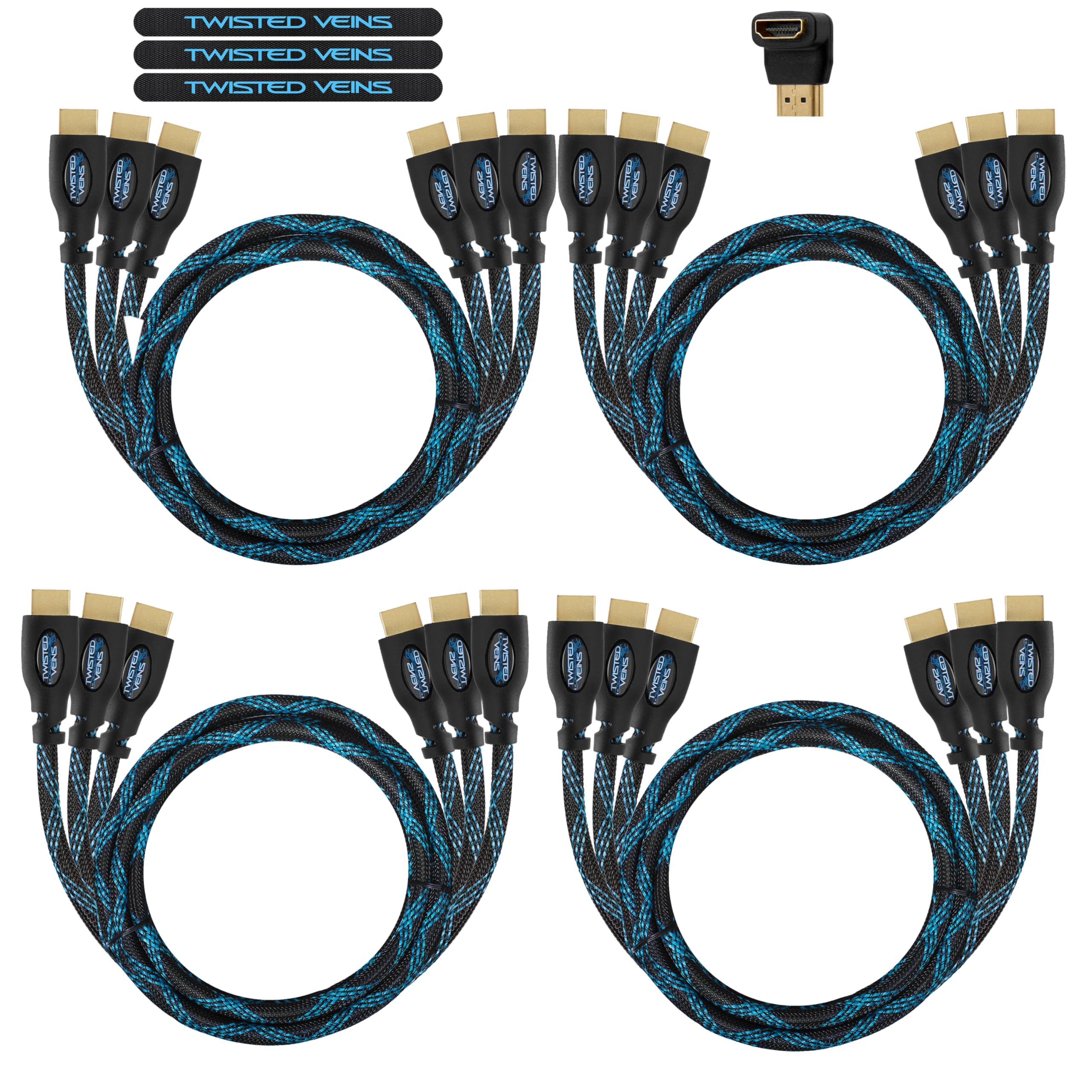 Lot de 12 câbles HDMI tressés haut débit avec Ethernet - Prend en charge HDMI 2.0b 4K 60 Hz HDR et ARC - 0,9 m