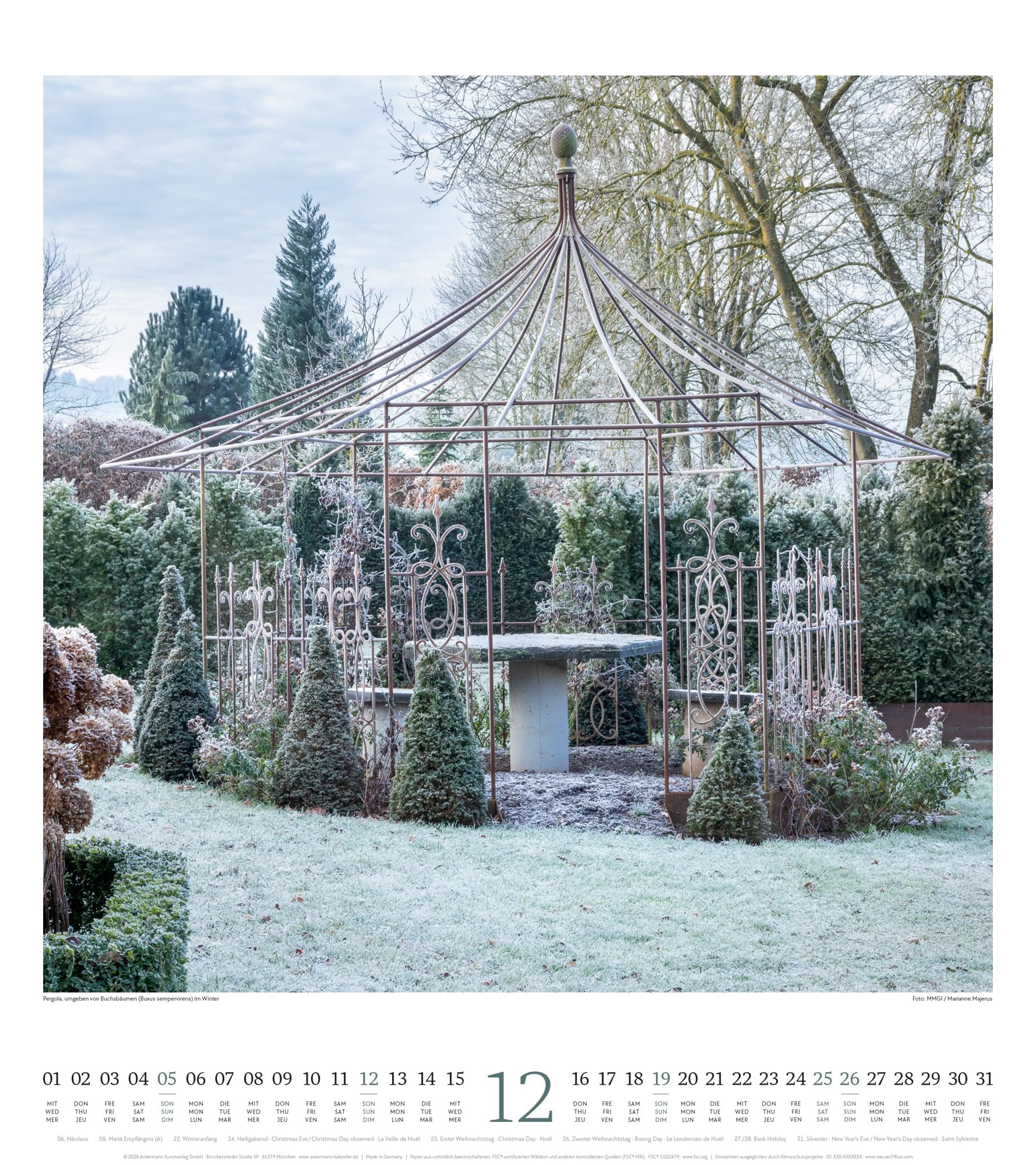 Paradiesische Gärten Kalender 2027 48x54 cm Hochformat Garten-Kalender