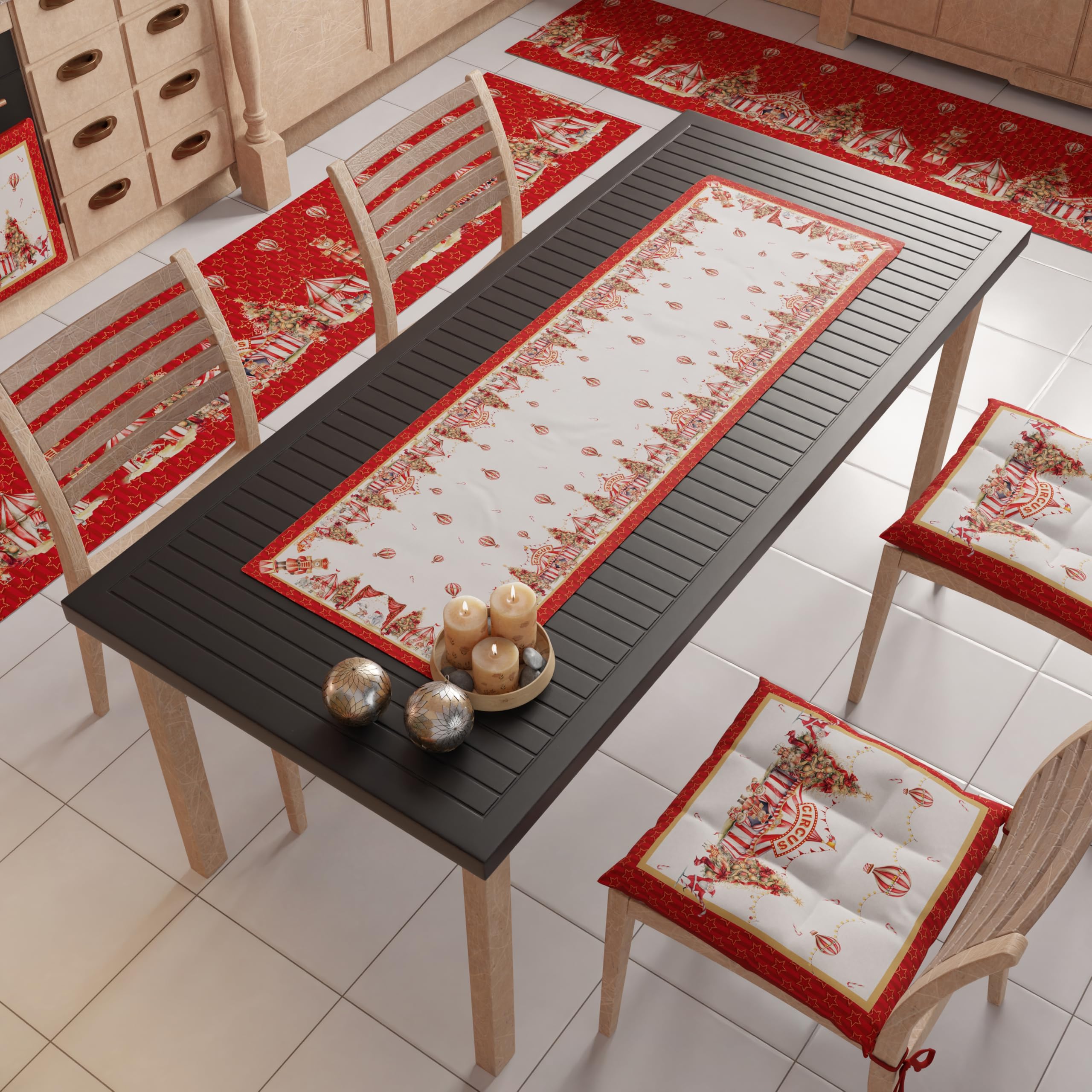 PETTI Artigiani Italiani - Christmas Table Runner, Kitchen Runner 140x40 cm, Elegant Circus Christmas Table Runner, 100% Made in Italy - Image 2