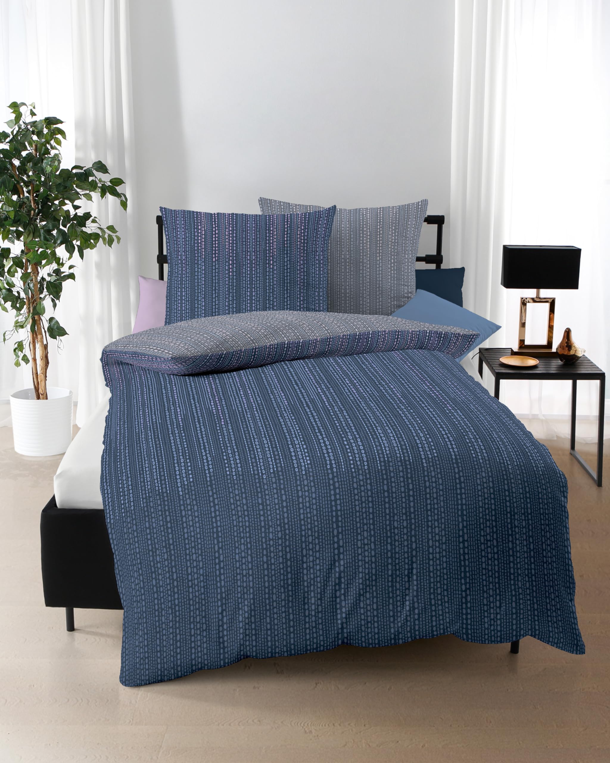 Kaeppel Bettwäsche Vertigo Mako Satin (Saphir 681, 1 x 80x80 + 1 x 155x220 cm)