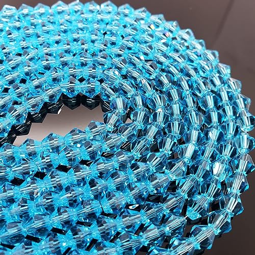 Miniatura 2 de 450 cuentas de cristal aguamarina con forma de bicono facetadas de 0.236 pulgadas (0.236 in), cuentas espaciadoras de cristal para pulseras,