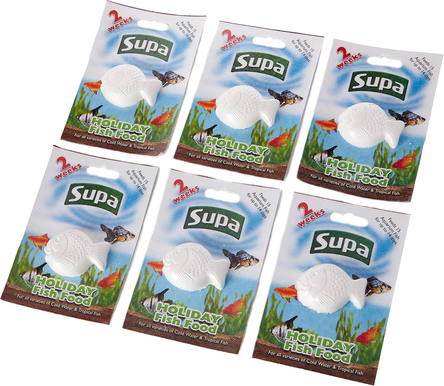 Supa Aquarium Holiday Fish Food, 14 Days, Pack of 6, Easy To Use, Slow Releasing Food Block For