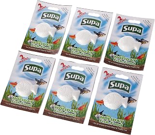 Supa Aquarium Holiday Fish Food, 14 Days, Pack of 6, Easy To Use, Slow Releasing Food Block For Feeding Cold Water & Tropical Aquarium Fish