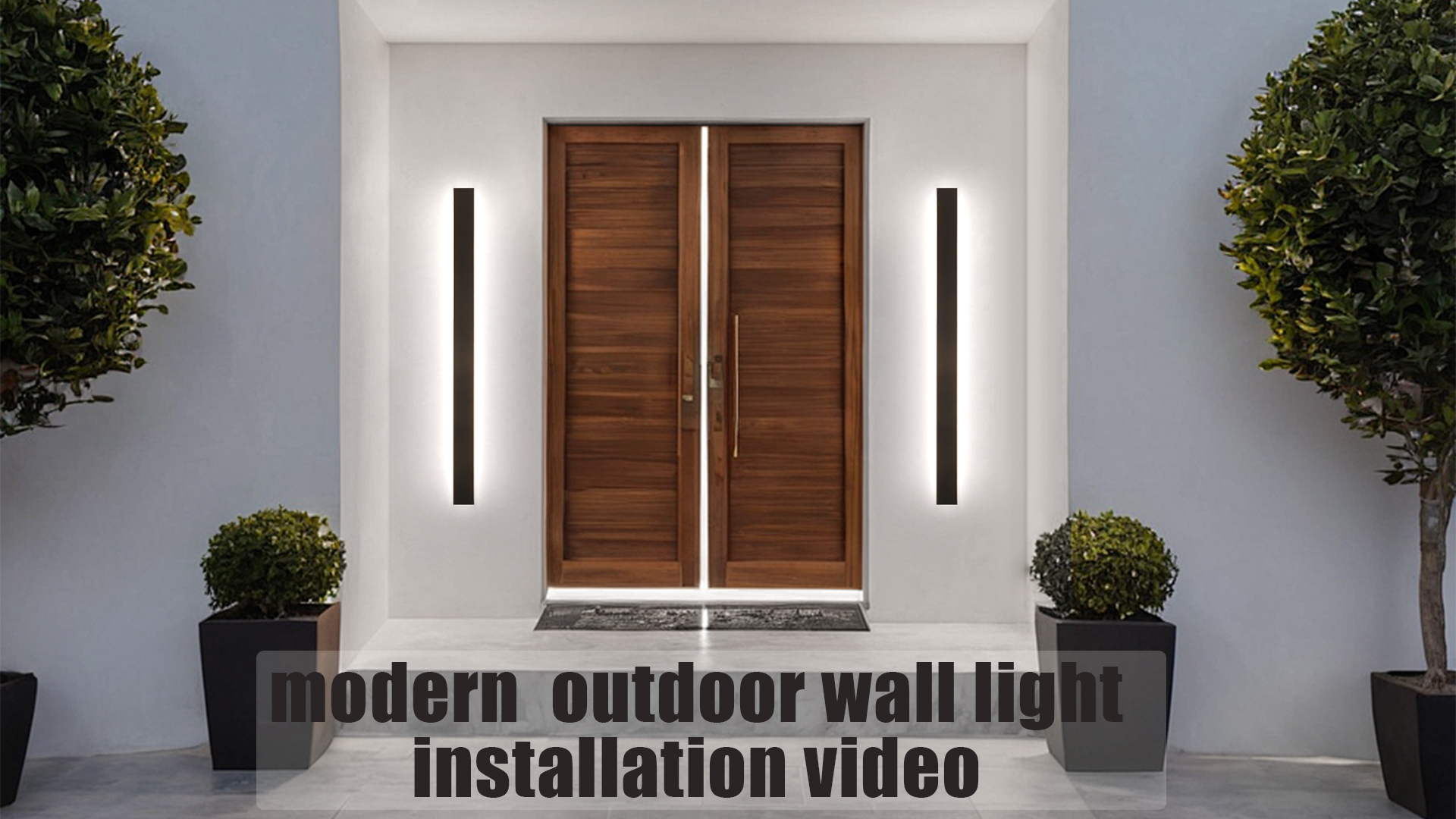 Image of AioTio 2pack Modern LED Outdoor Wall Lights,39inch Dimmable LED Long Strip Outside Wall Lighting Fixture IP65 Waterproof,Black Outdoor Porch Lights Wall Mount,Exterior Sconce Lights for House,Garage