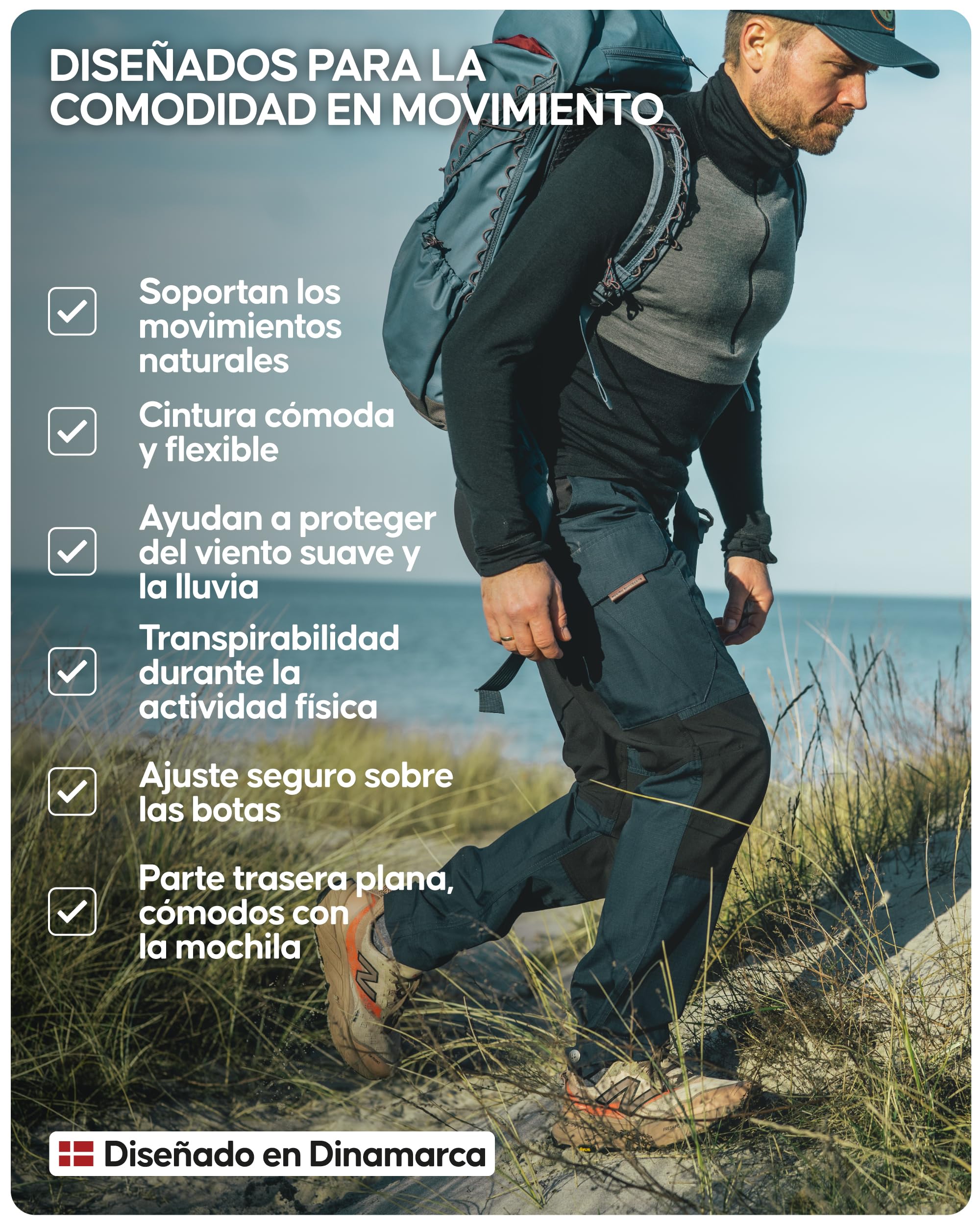 DANISH ENDURANCE Pantalones Trekking Hombre, Pantalones Impermeables de Trabajo, Termicos, para Senderismo, Esquì, Snowboard, Ajuste Regular - 5