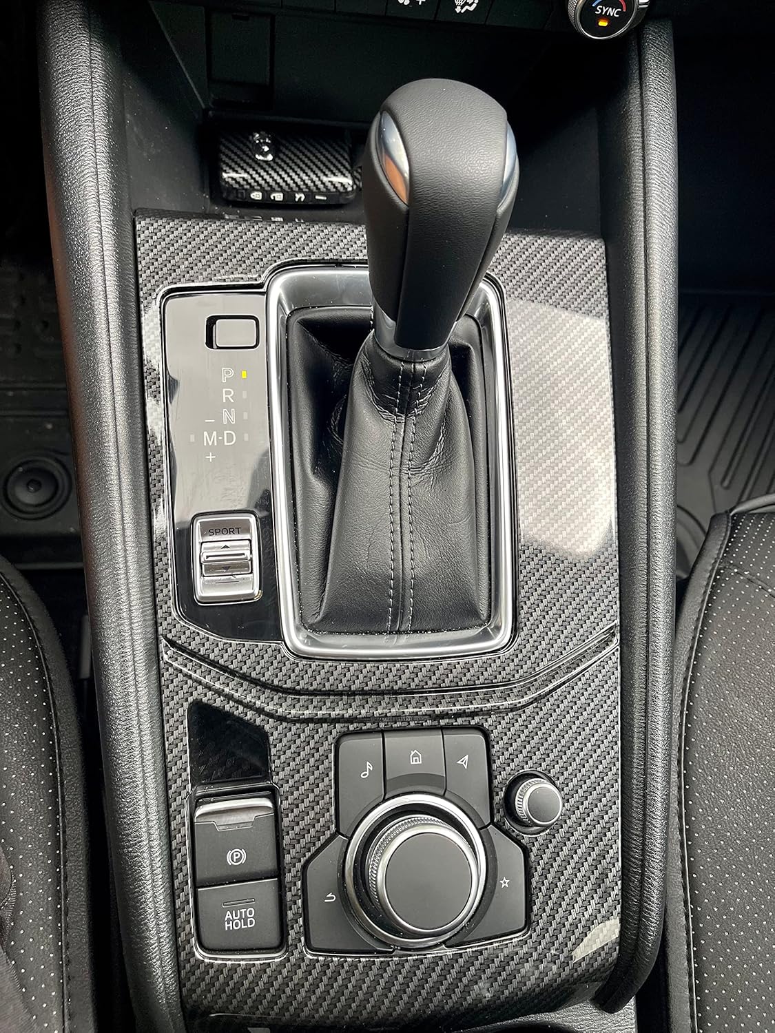 Kadore for 2017-2024 Mazda CX-5 KF Gear Shift Panel Trim Cover Carbon Fiber Style ABS Interior Upgrade, LHD